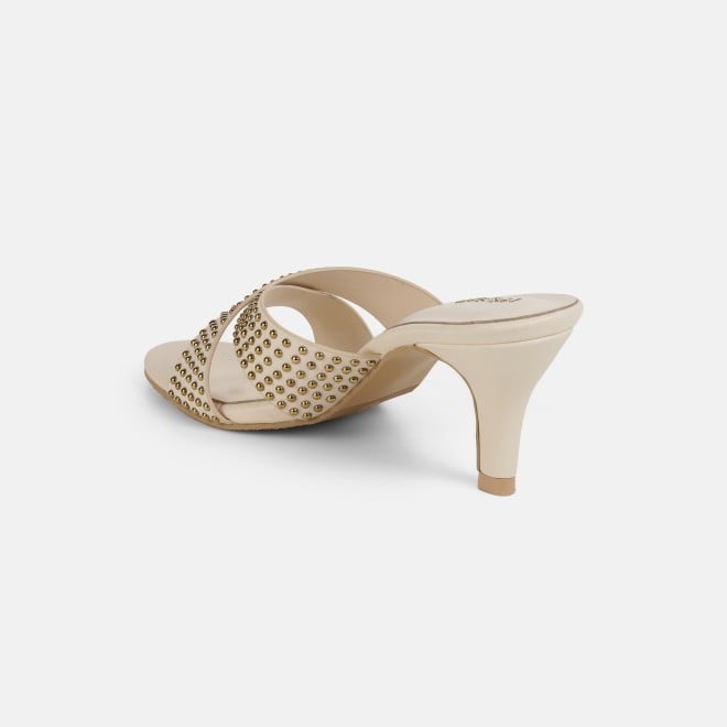 Mochi Women Beige Party Slip Ons (SKU: 40-451-20-36)