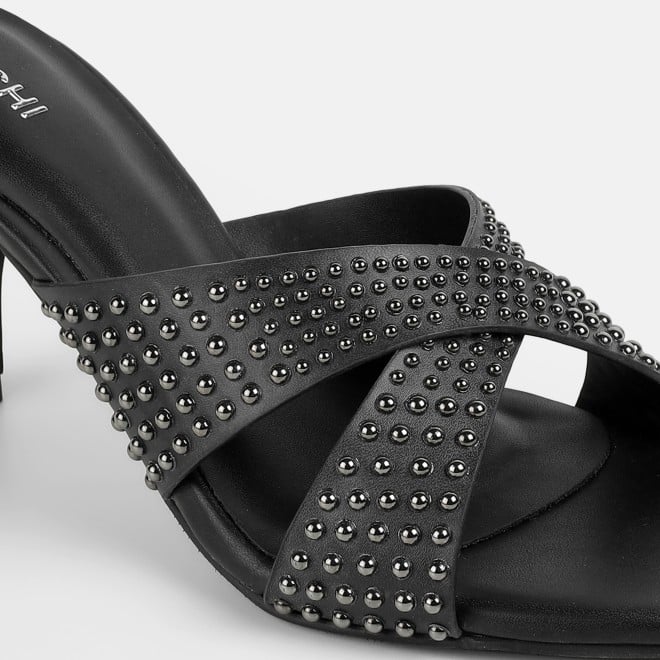 Mochi Women Black Party Slip Ons (SKU: 40-451-11-36)