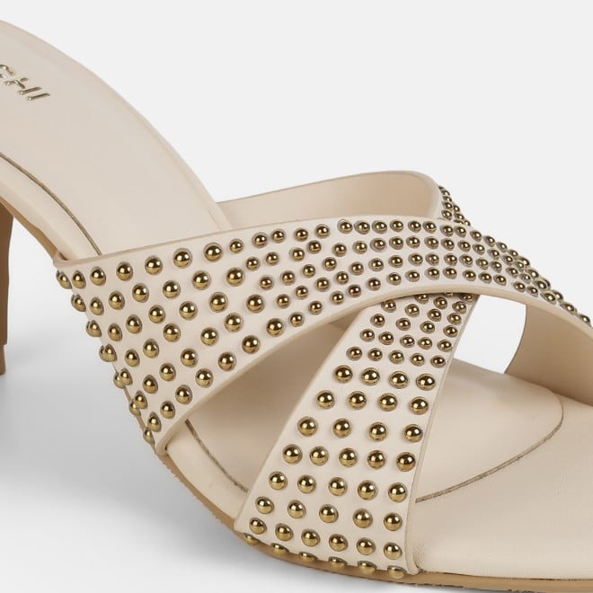 Mochi Women Beige Party Slip Ons (SKU: 40-451-20-36)