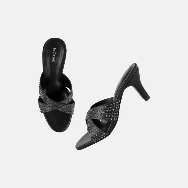 Mochi Women Black Party Slip Ons (SKU: 40-451-11-36)