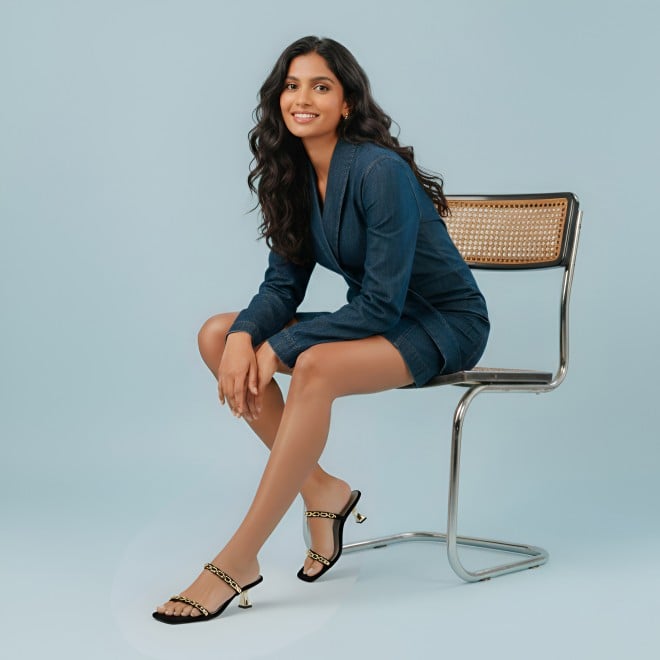 Mochi Women Black Party Slip Ons (SKU: 40-471-11-36)