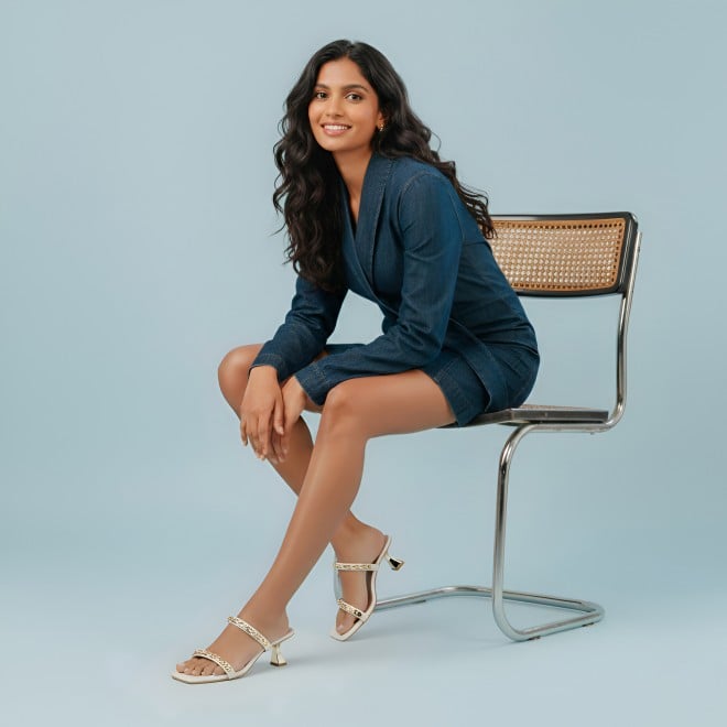 Mochi Women Beige Party Slip Ons (SKU: 40-471-20-36)