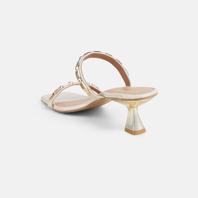 Mochi Women Beige Party Slip Ons (SKU: 40-471-20-36)