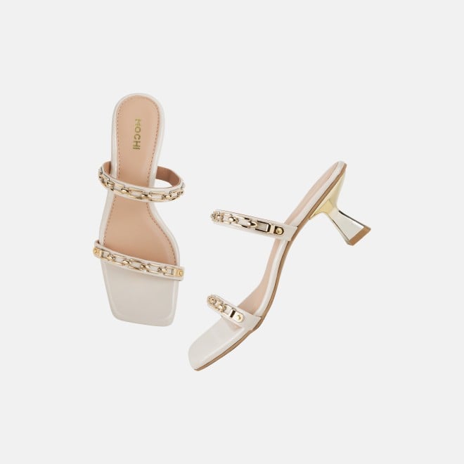 Mochi Women Beige Party Slip Ons (SKU: 40-471-20-36)