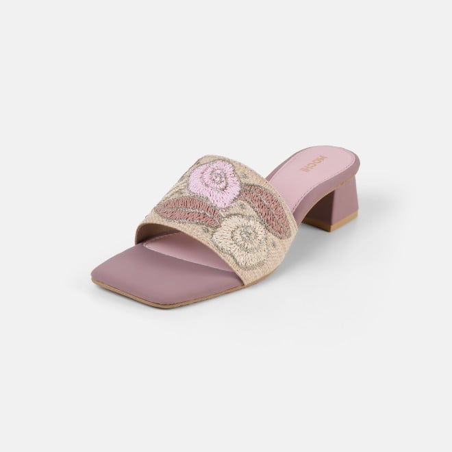 Mochi Women Peach Ethnic Slip Ons (SKU: 40-481-80-39)