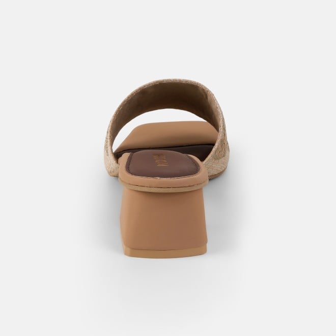 Mochi Women Beige Ethnic Slip Ons (SKU: 40-481-20-37)