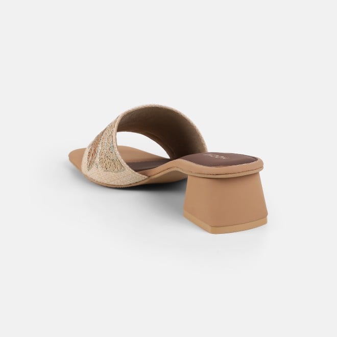 Mochi Women Beige Ethnic Slip Ons (SKU: 40-481-20-37)