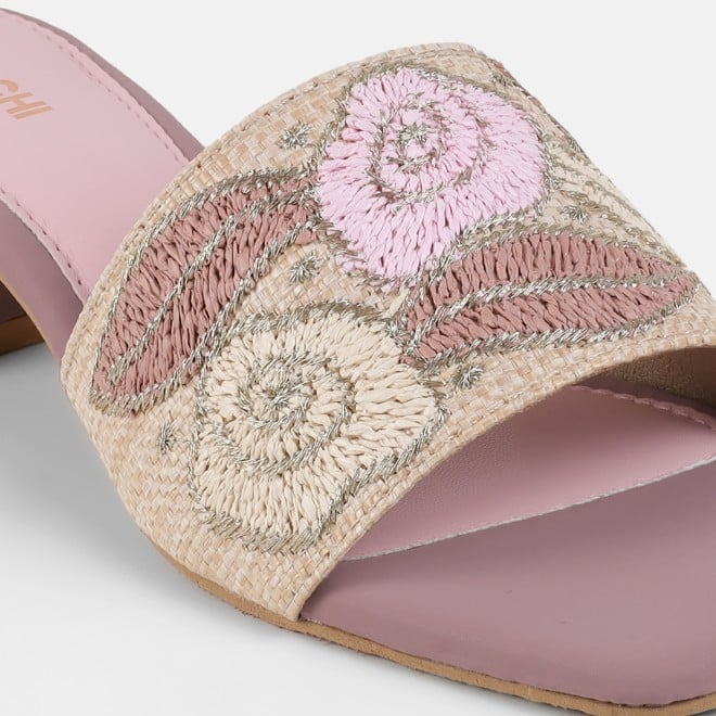 Mochi Women Peach Ethnic Slip Ons (SKU: 40-481-80-39)