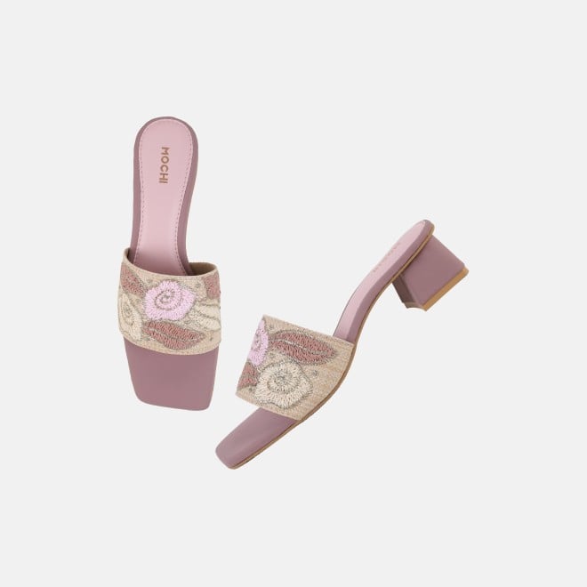 Mochi Women Peach Ethnic Slip Ons (SKU: 40-481-80-39)