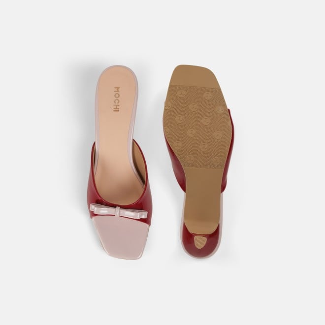 Mochi Women Maroon Casual Slip Ons (SKU: 40-485-44-36)