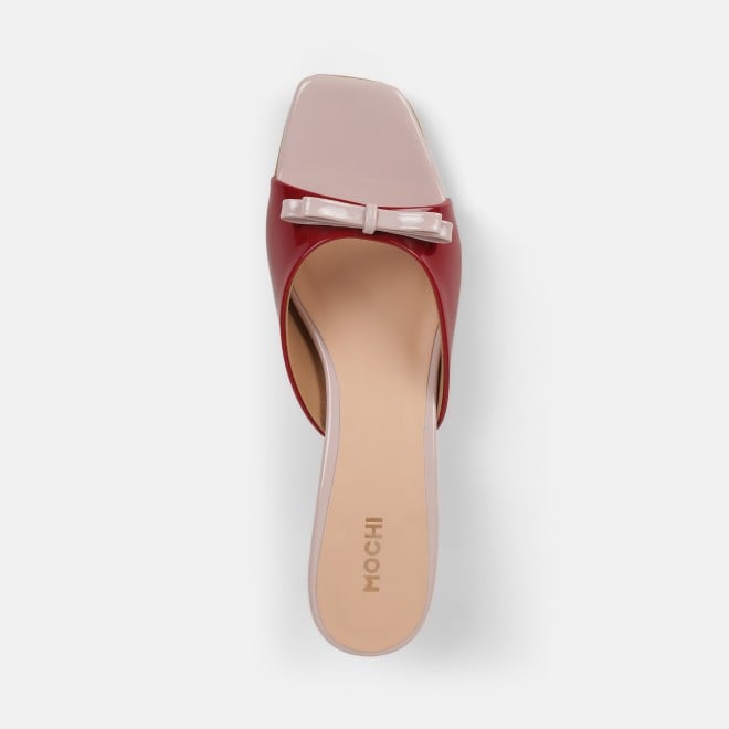 Mochi Women Maroon Casual Slip Ons (SKU: 40-485-44-36)