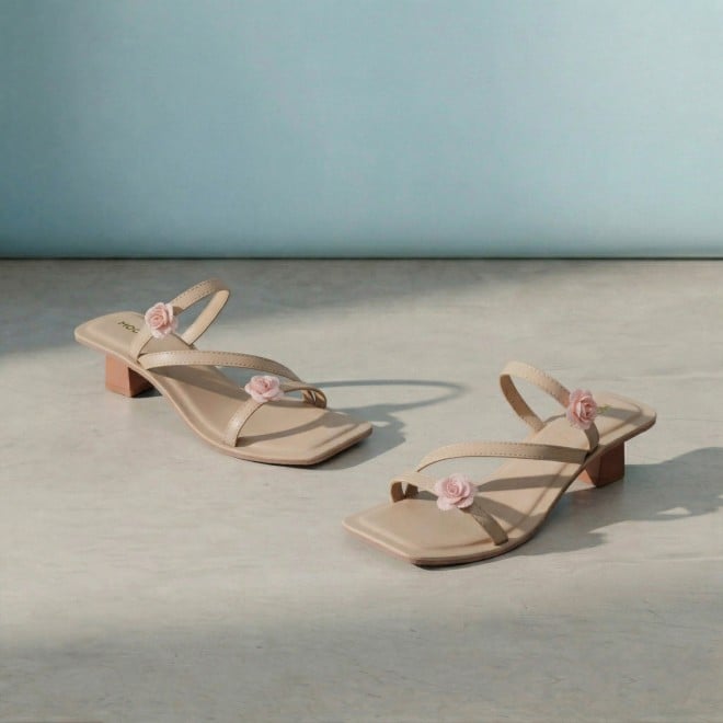 Mochi Women Beige Casual Slip Ons