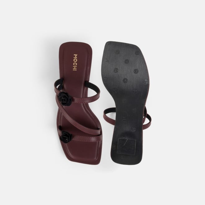 Mochi Women Maroon Casual Slip Ons (SKU: 40-487-44-36)