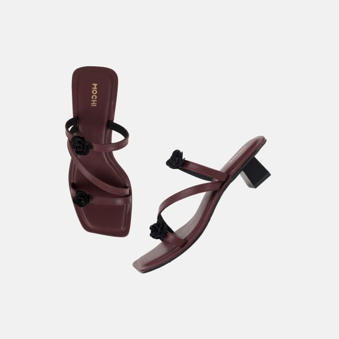 Mochi Women Maroon Casual Slip Ons (SKU: 40-487-44-36)