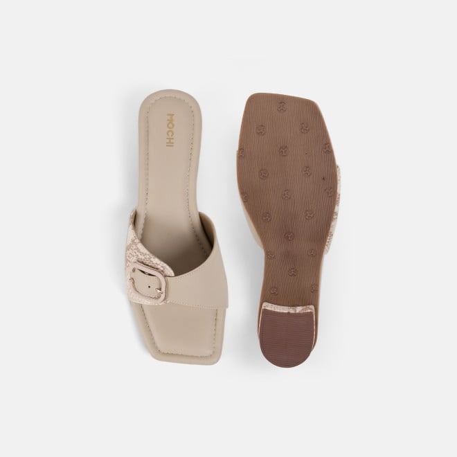 Mochi Women Beige Casual Slip Ons (SKU: 40-488-20-36)