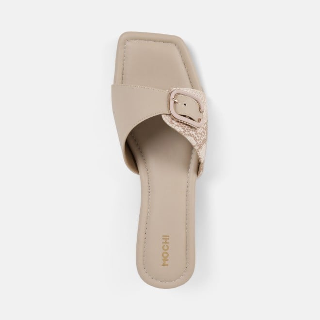 Mochi Women Beige Casual Slip Ons (SKU: 40-488-20-36)