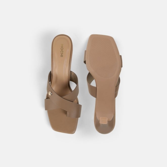 Mochi Women Beige Casual Slip Ons (SKU: 40-498-20-36)