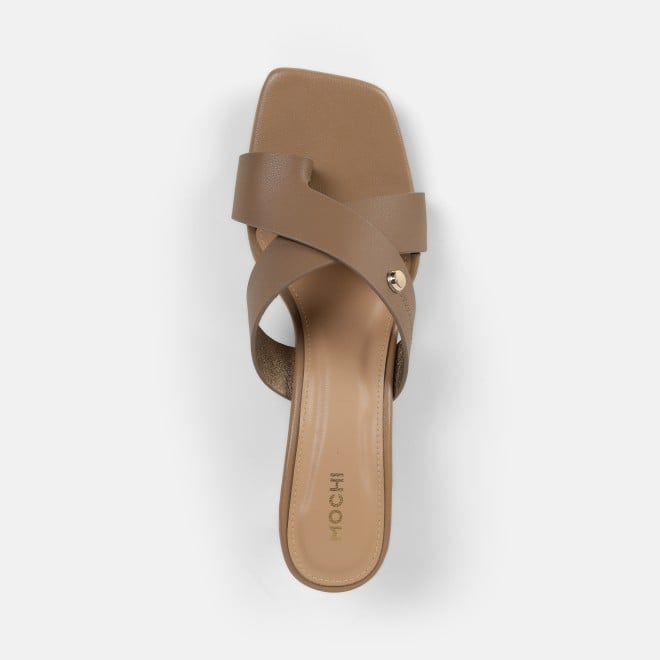 Mochi Women Beige Casual Slip Ons (SKU: 40-498-20-36)