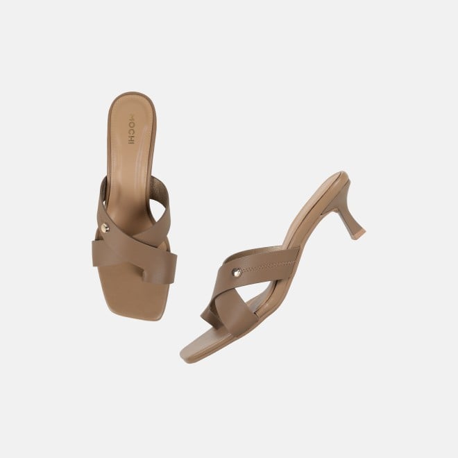 Mochi Women Beige Casual Slip Ons (SKU: 40-498-20-36)