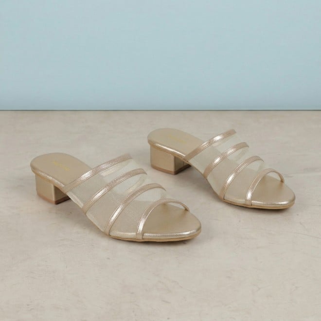 Mochi Women Gold Casual Slip Ons