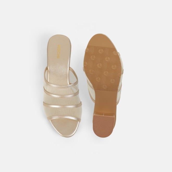 Mochi Women Gold Casual Slip Ons (SKU: 40-502-15-36)