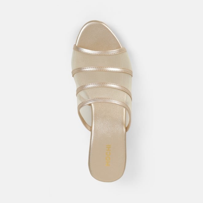 Mochi Women Gold Casual Slip Ons (SKU: 40-502-15-36)