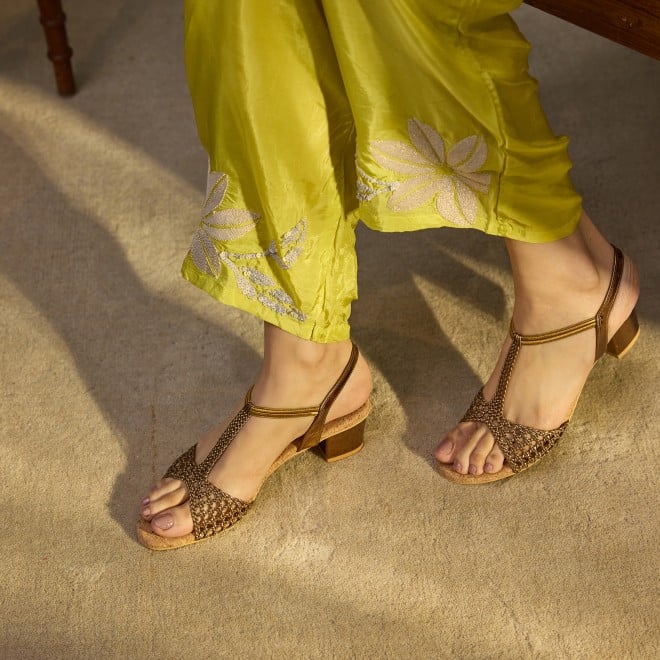 Mochi Women Antique-Gold Casual Sandals (SKU: 40-7-28-36)