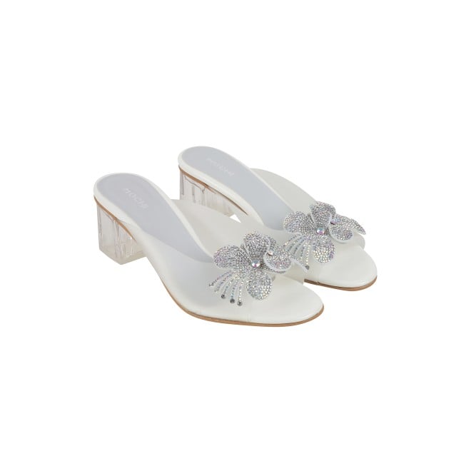 Mochi Women White Party Slip Ons (SKU: 40-800307-16-37)