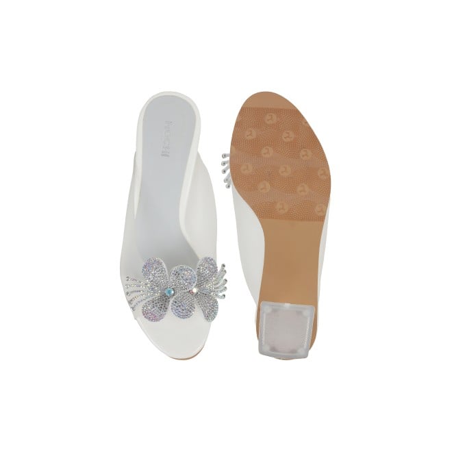 Mochi Women White Party Slip Ons (SKU: 40-800307-16-37)