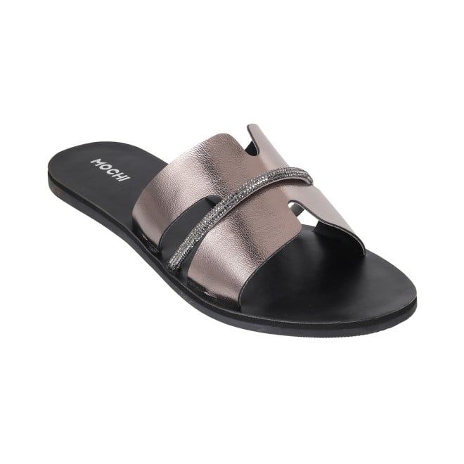 Mochi Women Gun-Metal Casual Slippers (SKU: 41-130-29-38)