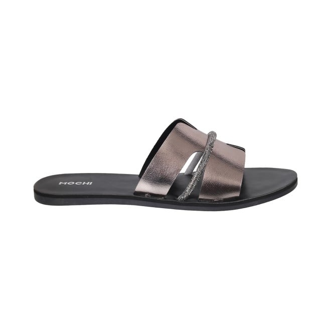 Mochi Women Gun-Metal Casual Slippers (SKU: 41-130-29-38)