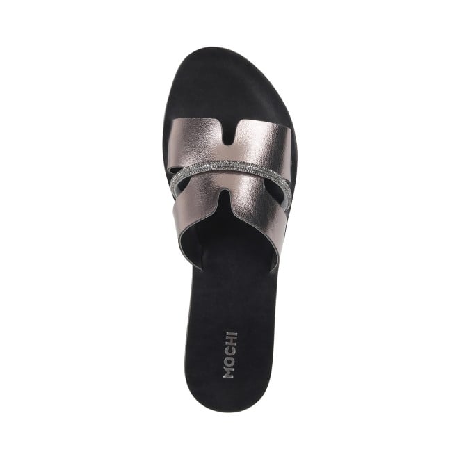 Mochi Women Gun-Metal Casual Slippers (SKU: 41-130-29-38)