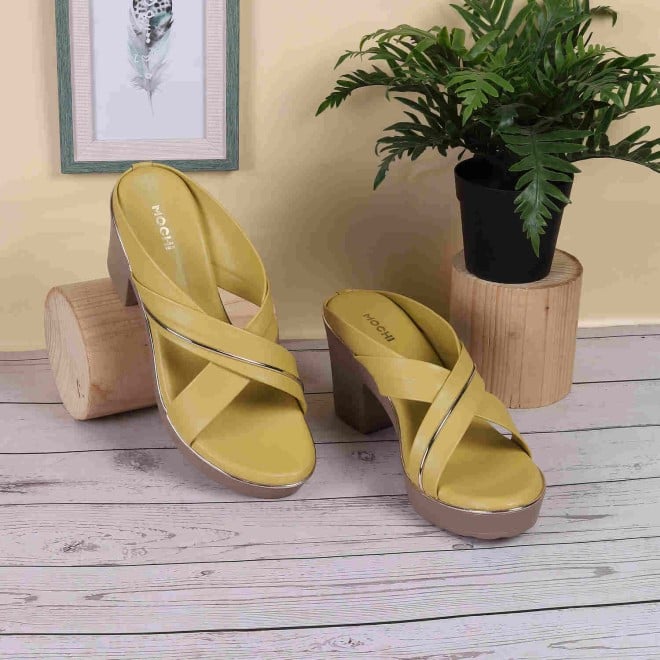 Mochi Women Yellow Casual Slip-Ons