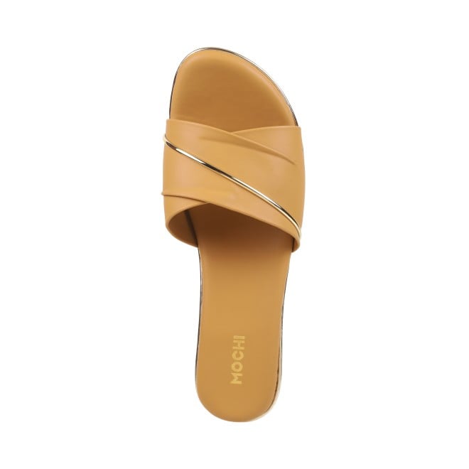 Mochi Women Tan Casual Slip Ons (SKU: 41-164-23-36)