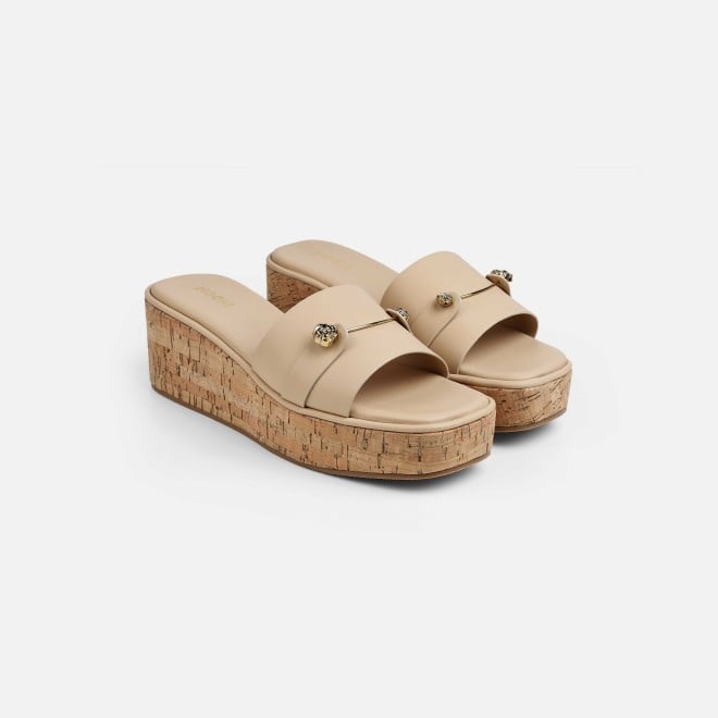 Mochi Women Beige Casual Slip Ons (SKU: 41-188-20-37)