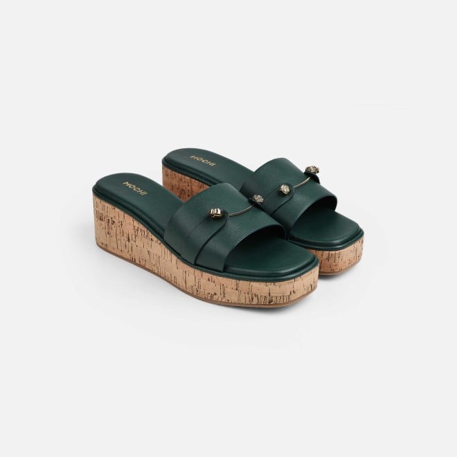 Mochi Women Green Casual Slip Ons (SKU: 41-188-21-37)