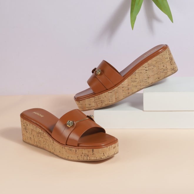 Mochi Women Tan Casual Slip Ons