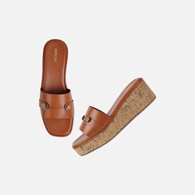 Mochi Women Tan Casual Slip Ons (SKU: 41-188-23-37)