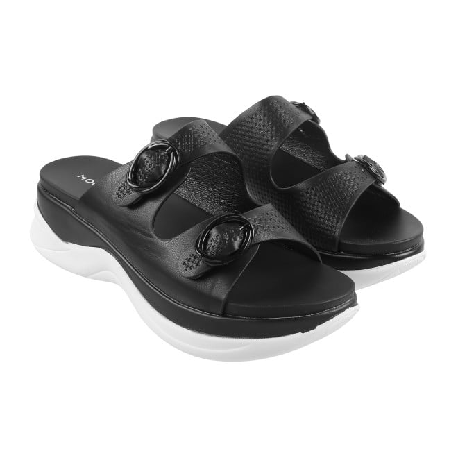 Mochi Women Black Casual Slip Ons