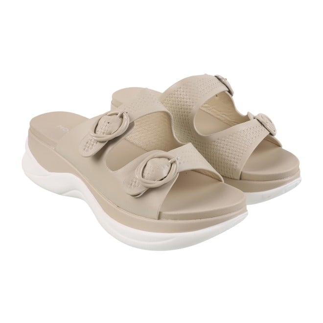 Mochi Women Beige Casual Slip Ons