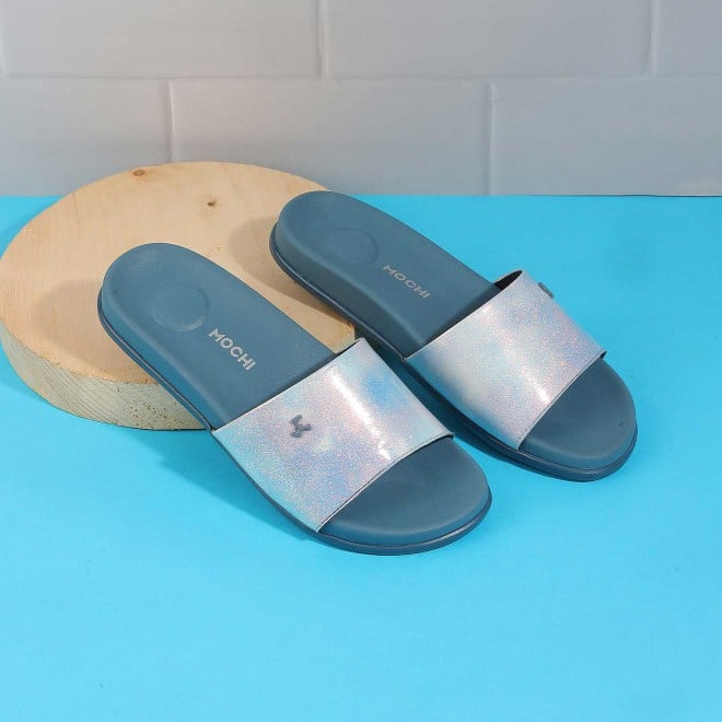 Mochi Women Blue Casual Slippers