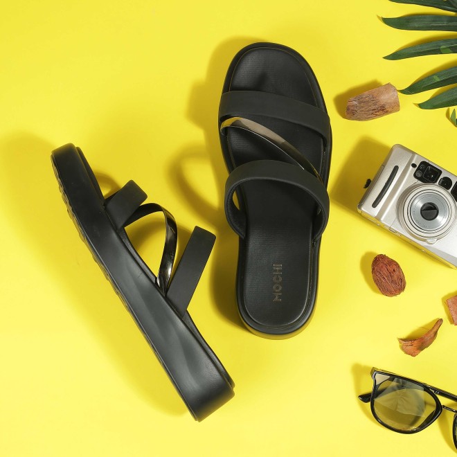 Mochi Women Black Casual Slip Ons