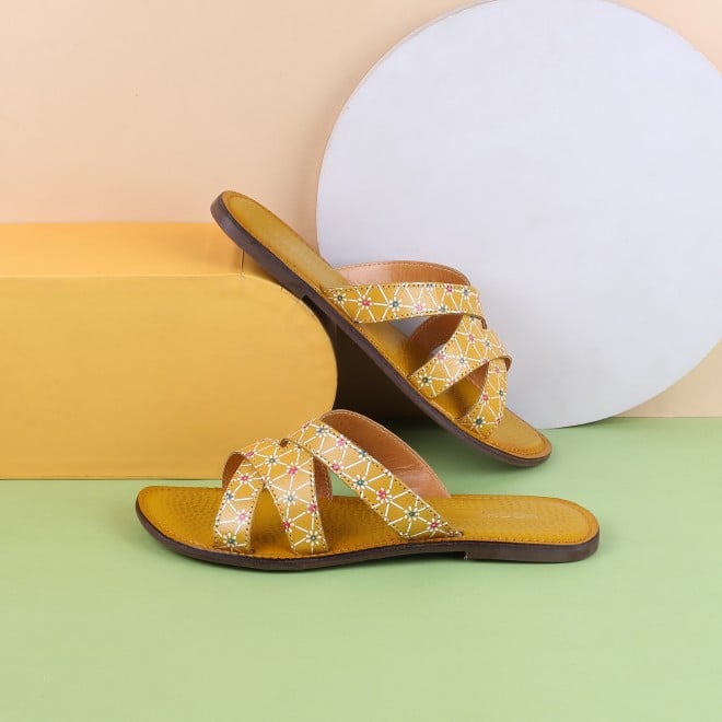 Mochi Women Yellow Casual Sandals