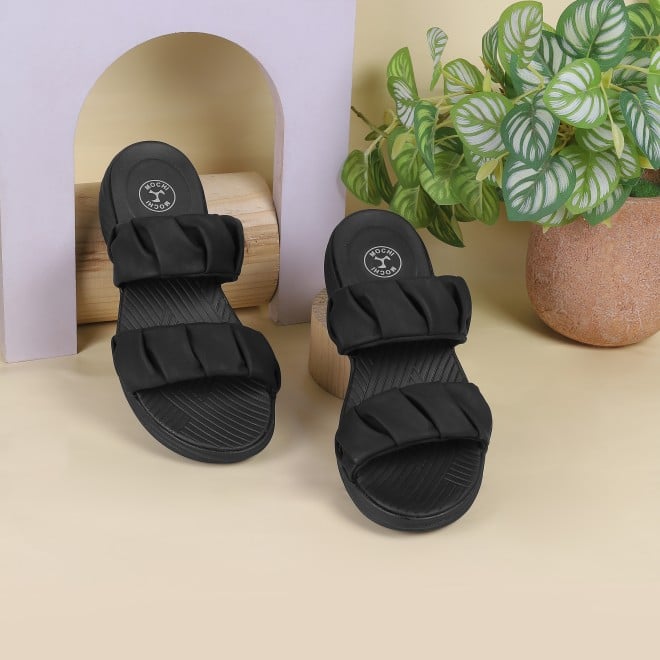 Mochi Women Black Casual Mules