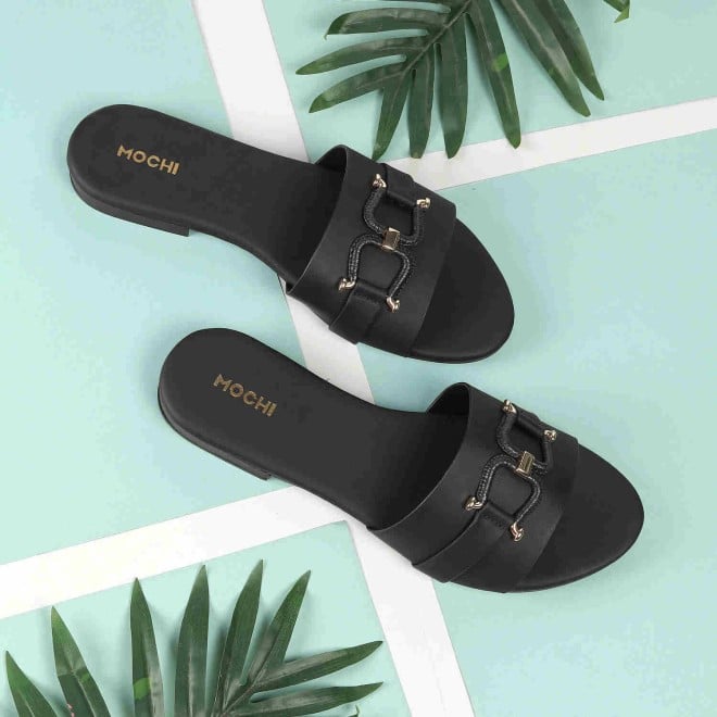 Mochi Women Black Casual Slides (SKU: 41-287-11-36)