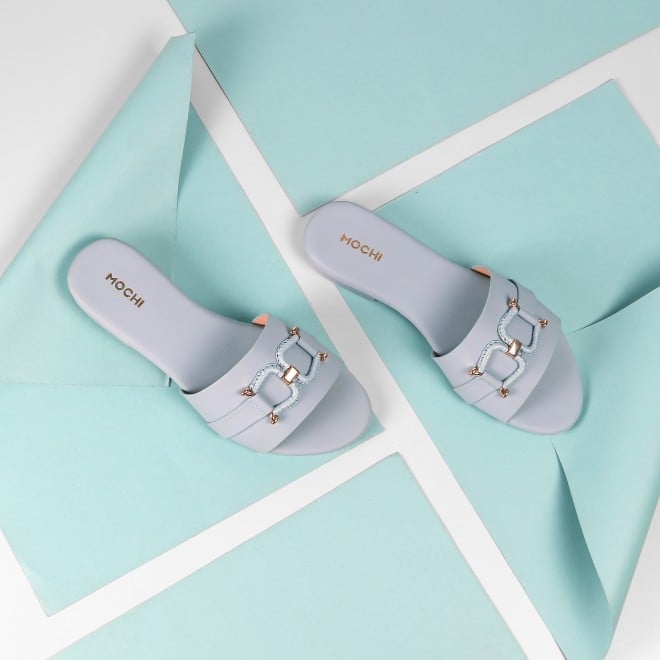 Mochi Women Blue Casual Slides