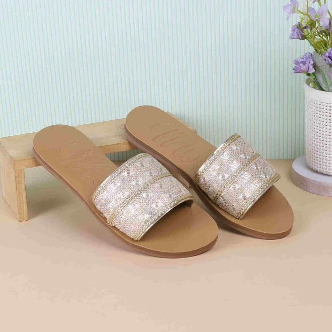 Mochi Women Gold Casual Sandals