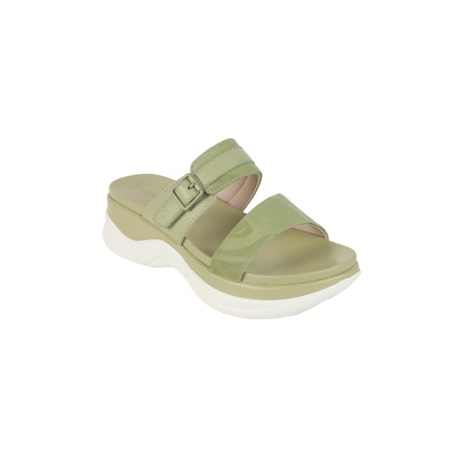 Mochi Women Green Casual Slip Ons