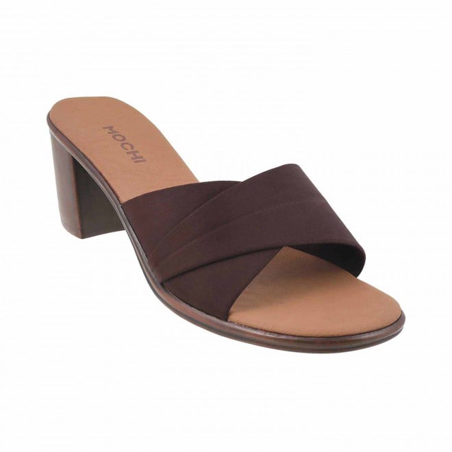 Mochi Brown Casual Slides for Women