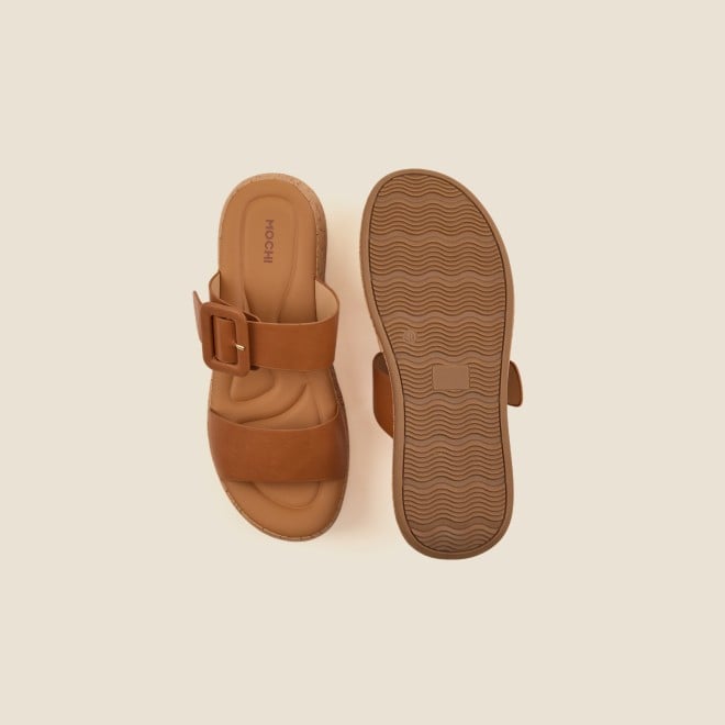 Mochi Women Tan Casual Slip Ons (SKU: 41-364-23-36)